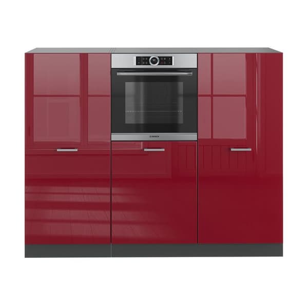 R-Line köksdel, 180 cm utan bänkskiva, Bordeaux högblank/antracit, Vicco