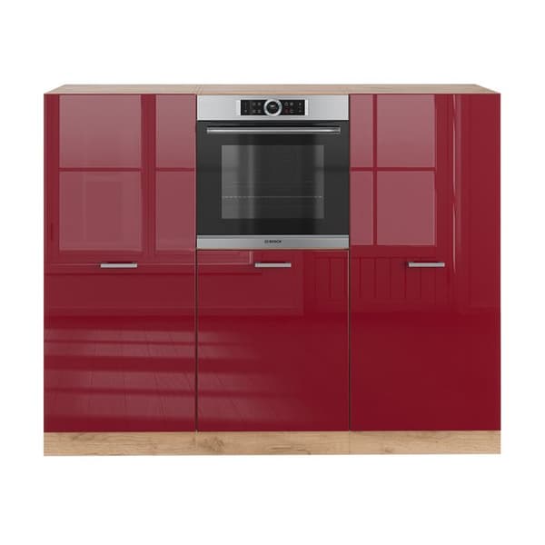 R-Line köksdel, 180 cm utan bänkskiva, blank Bordeaux/Gyllene ek, Vicco
