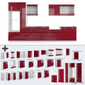 Miniatyrbild 6 av 6: R-Line kök, 350 cm med högskåp, PT Marble, Bordeaux högglans/vit, Vicco