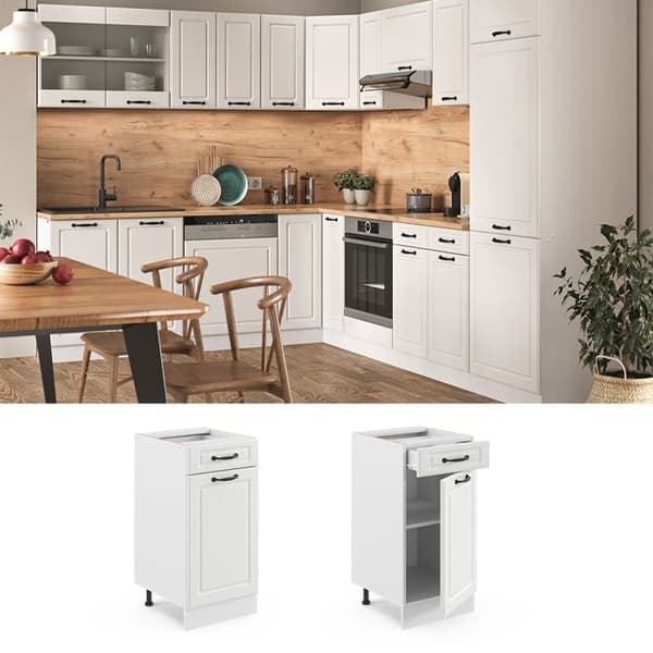 Köksmöbel R-Line, 40 cm utan PT, Vit landsby, Vit, Vicco