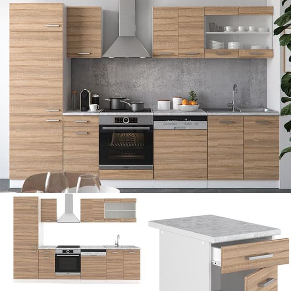 R-Line kök, 300 cm, PT Marble, Sonoma, Vicco
