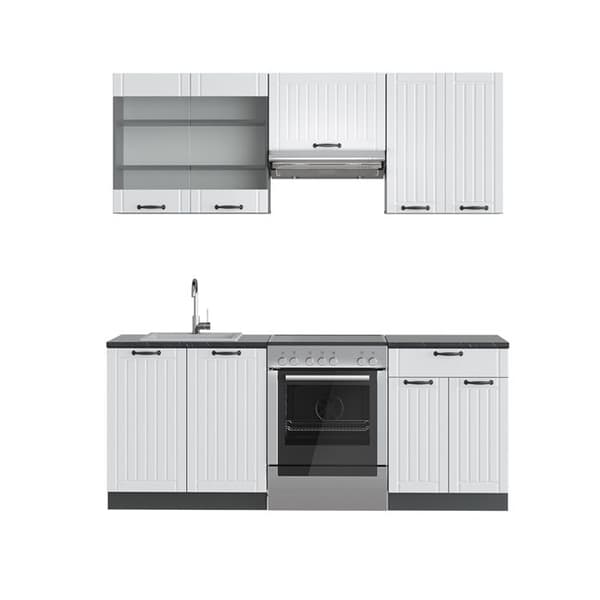 Fame-Line kök, 200 cm utan bänkskiva, Stuga vit/antracit, Vicco