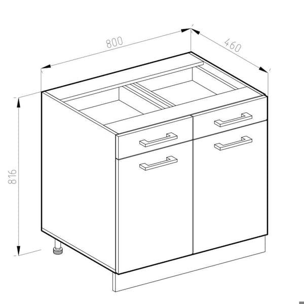 Köksmöbel R-Line, 80cm utan PT, Vit landsby, Vit, Vicco