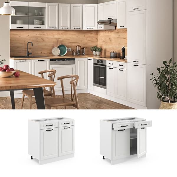 Köksmöbel R-Line, 80cm utan PT, Vit landsby, Vit, Vicco