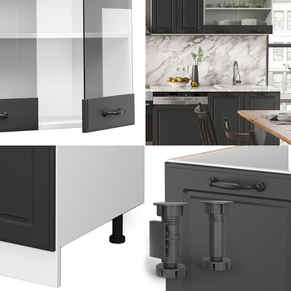 R-Line kök, 300 cm, PT Ek, Lanthus antracit/vit, Vicco