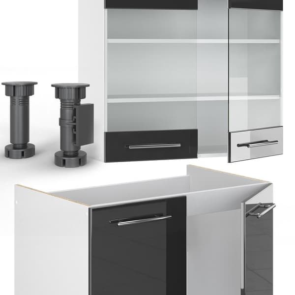 Fame-Line kök, 240 cm, PT Ek, Blank antracit/vit, Vicco