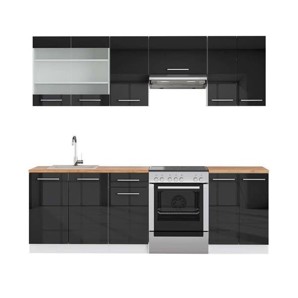 Fame-Line kök, 240 cm, PT Ek, Blank antracit/vit, Vicco