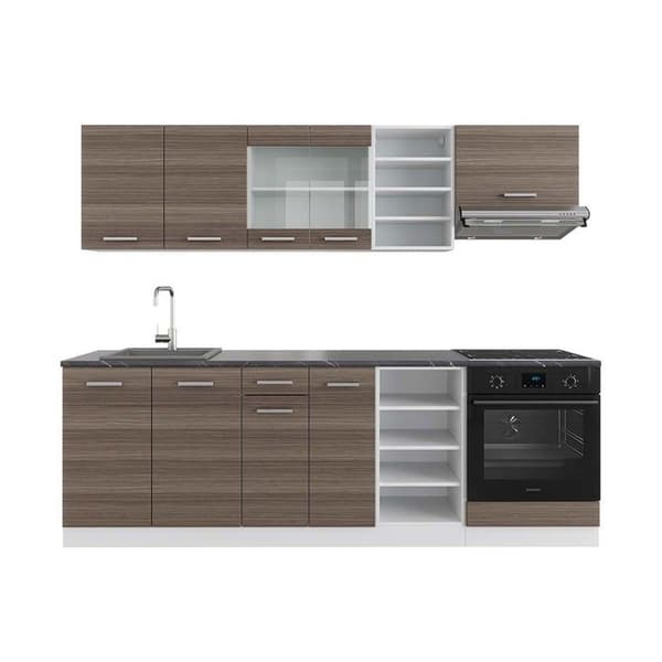R-Line kök, 240 cm, PT antracit, ädelgrå/vit, Vicco