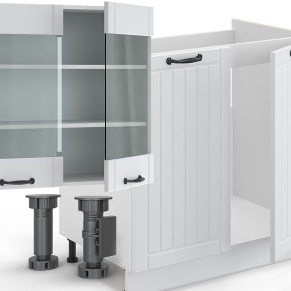 Fame-Line kök, 300 cm, PT antracit, Country vit/vit, Vicco