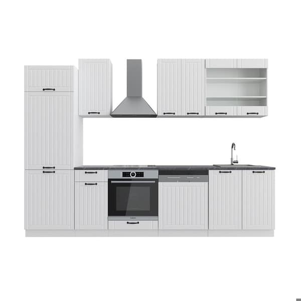 Fame-Line kök, 300 cm, PT antracit, Country vit/vit, Vicco