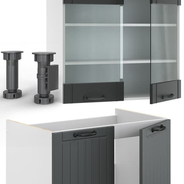 Fame-Line kök, 235 cm, PT Marble, Lanthus antracit/vit, Vicco