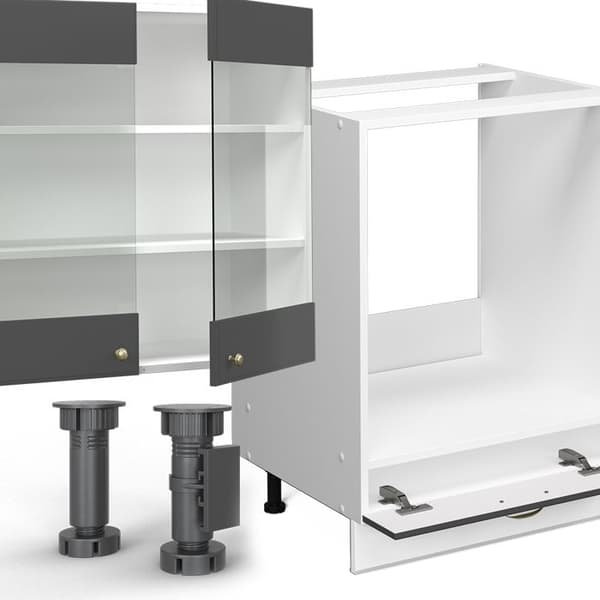 Fame-Line kök, 300 cm, PT Ek, antracit-guld/vit, Vicco
