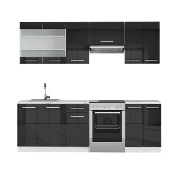 Fame-Line kök, 240 cm, PT Marble, Blank antracit/vit, Vicco