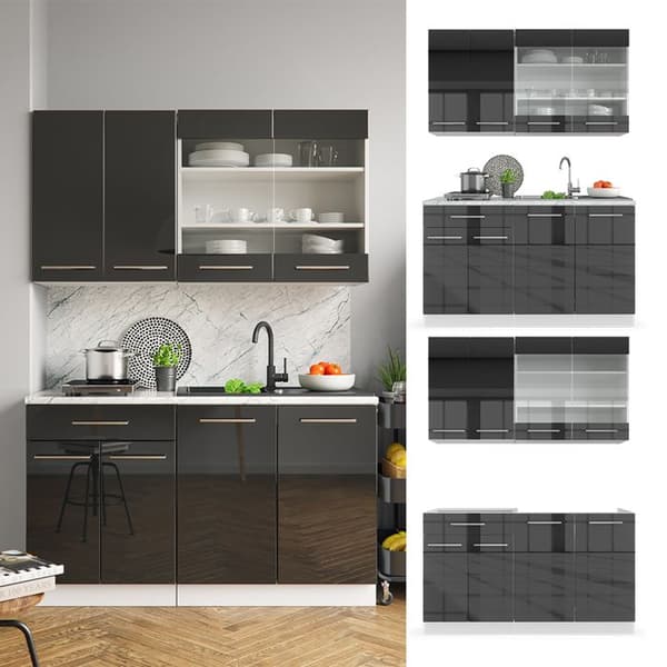 Fame-Line kök, 140 cm utan bänkskiva, antracit, Vicco