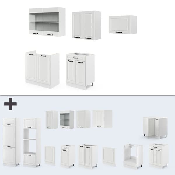 R-Line kök, 200 cm utan bänkskiva, Lantvit/vit, Vicco