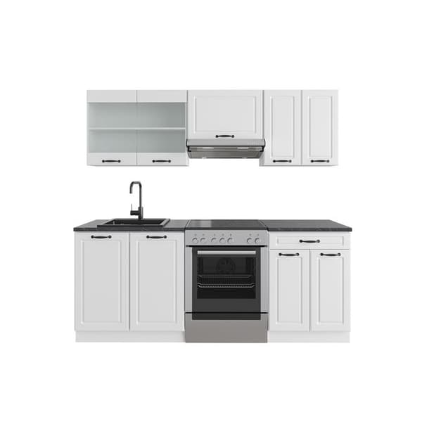 R-Line kök, 200 cm utan bänkskiva, Lantvit/vit, Vicco