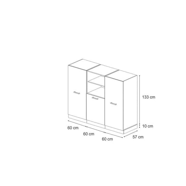 R-Line köksdel, 180 cm utan bänkskiva, blank svart/antracit, Vicco