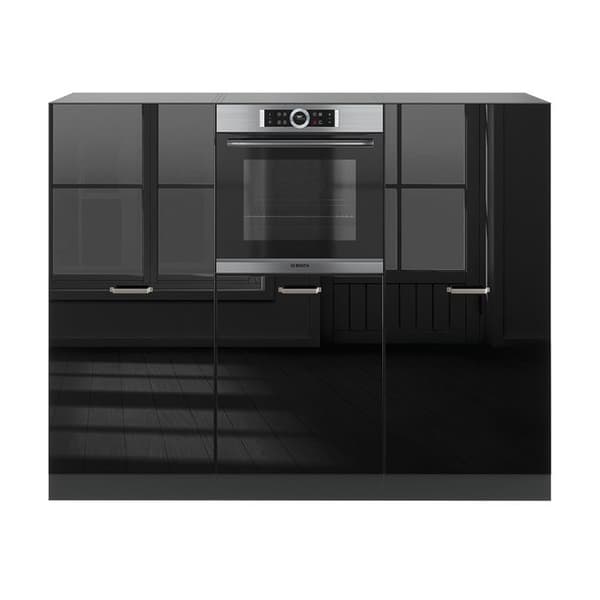 R-Line köksdel, 180 cm utan bänkskiva, blank svart/antracit, Vicco