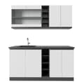 Miniatyrbild 1 av 6: R-Line kök, 160 cm J-Shape, vit/antracit, Vicco