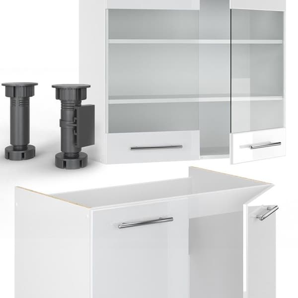 Fame-Line kök, 235 cm utan bänkskiva, blank vit/vit, Vicco