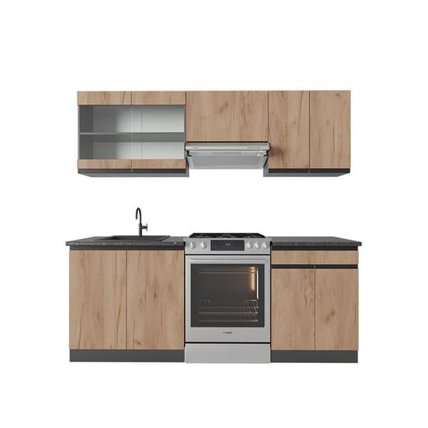 R-Line kök, 200 cm J-Shape, Gyllene ek/antracit, Vicco