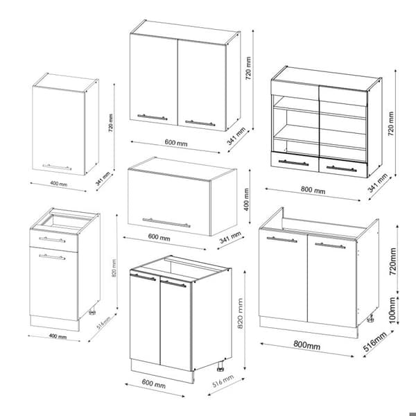 Fame-Line kök, 240 cm, PT Ek, Blank vit/Gyllene ek, Vicco
