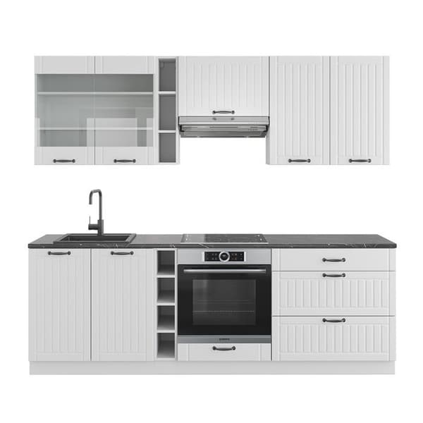 Fame-Line kök, 235 cm, PT antracit, Country vit/vit, Vicco