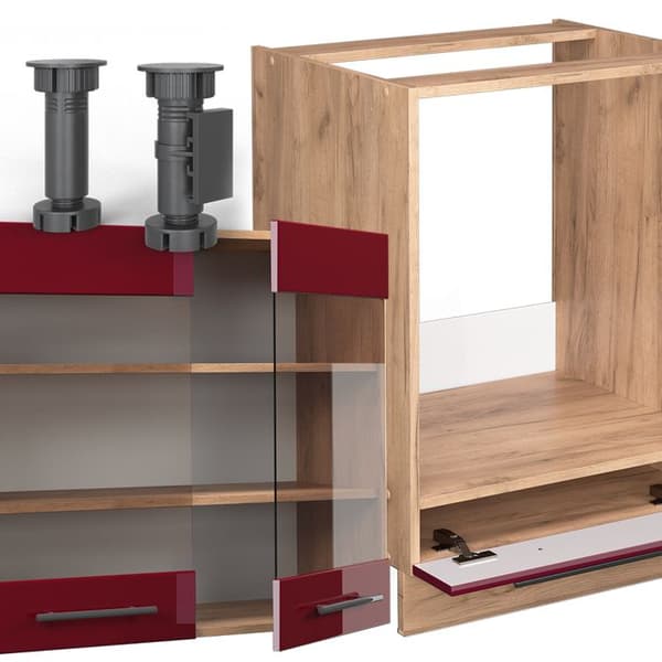 Fame-Line hörnkök, 160 x 190 cm, PT Marble, Blank Bordeaux/Golden Oak, Vicco