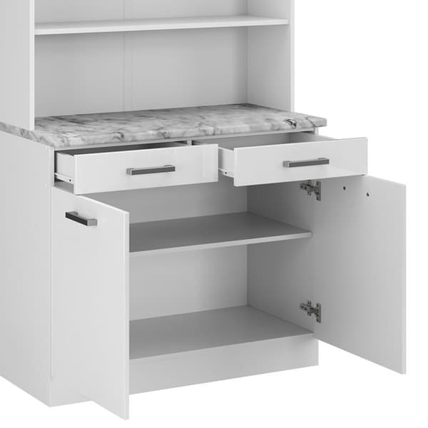 R-Line köksdel, 100 cm, PT Marble, Högblank vit, Vicco