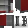 Miniatyrbild 5 av 6: R-Line kök, 300 cm J-Shape, med högskåp, utan bänkskiva, Röd/Antracit, Vicco