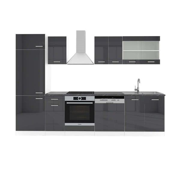 R-Line kök, 300 cm, PT Antracit, Blank antracit/vit, Vicco