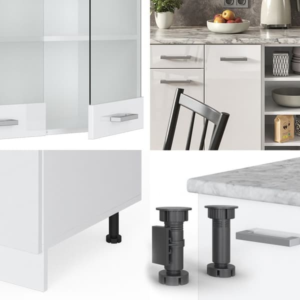 R-Line kök, 240 cm, PT antracit, blank vit/vit, Vicco