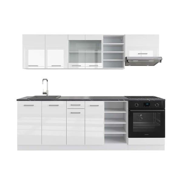 R-Line kök, 240 cm, PT antracit, blank vit/vit, Vicco