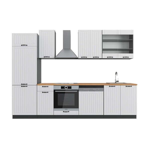 Fame-Line kök, 300 cm, PT Ek, Stuga vit/antracit, Vicco
