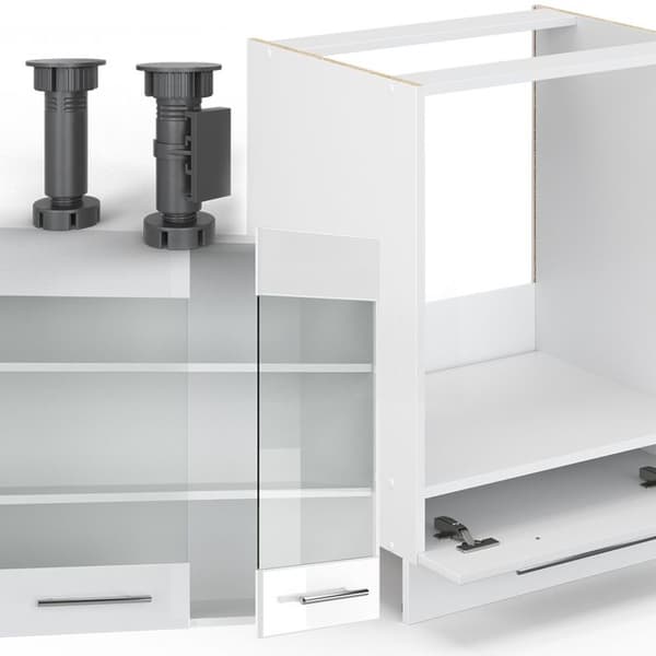 Fame-Line hörnkök, 160 x 190 cm, PT Marble, blank vit/vit, Vicco