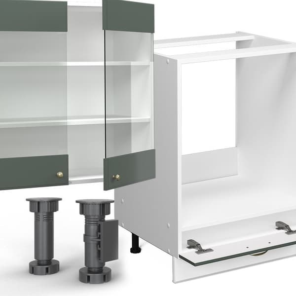 Fame-Line Kök, 300 cm, PT Marble, Grönguld Landhaus/Vit, Vicco