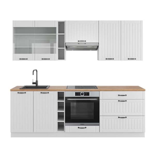 Fame-Line kök, 235 cm, PT Ek, Lantvit/vit, Vicco