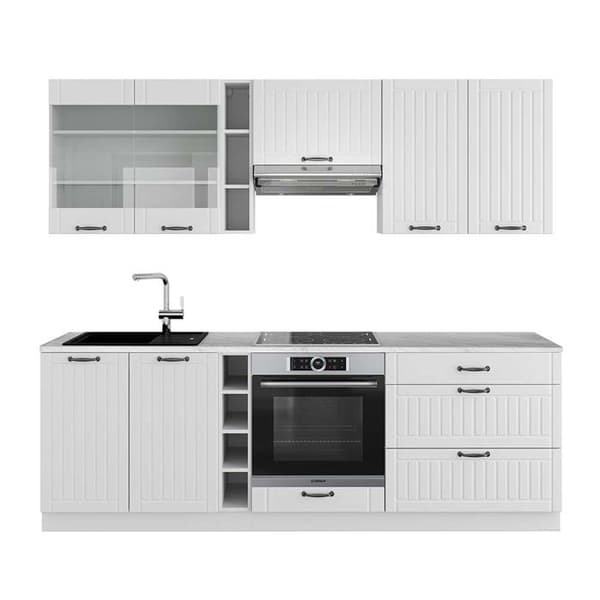 Fame-Line kök, 235 cm, PT Marmor, Country vit/vit, Vicco