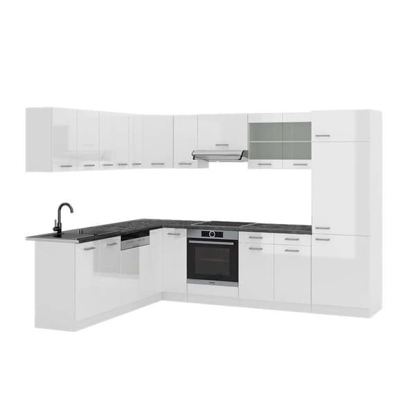 R-Line hörnkök, 227 x 287 cm, PT Antracit, blank vit/vit, Vicco