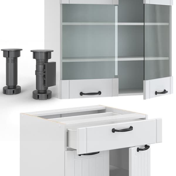 Fame-Line kök, 200 cm, PT Ek, Lantvit/vit, Vicco