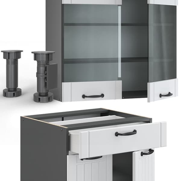 Fame-Line kök, 200 cm, PT Antracit, Stuga vit/antracit, Vicco