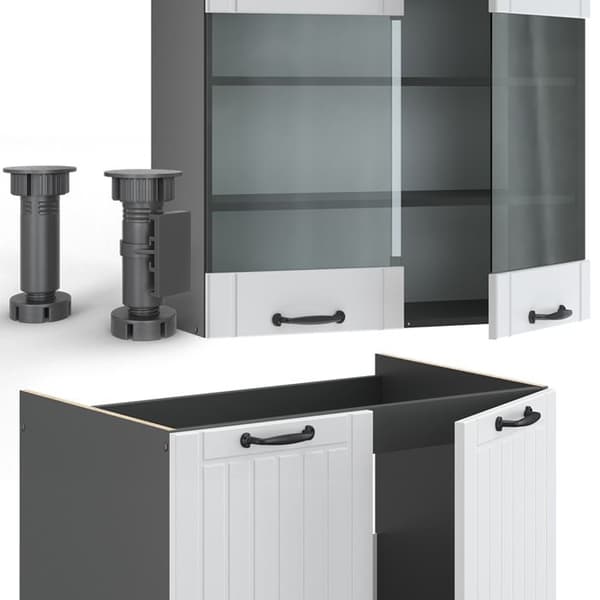 Fame-Line kök, 240 cm, PT Ek, Stuga vit/antracit, Vicco