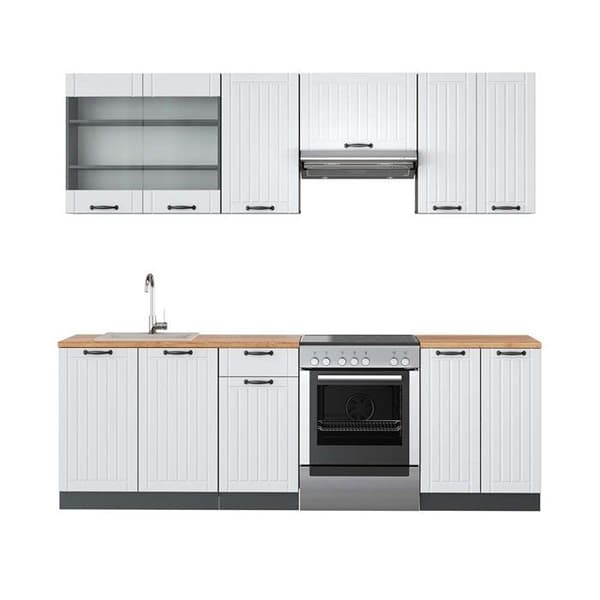 Fame-Line kök, 240 cm, PT Ek, Stuga vit/antracit, Vicco
