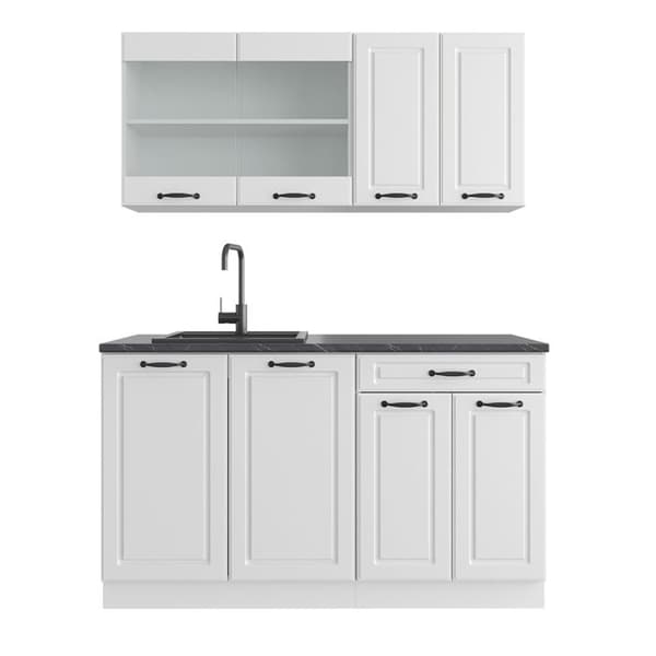 R-Line kök, 140 cm, PT Antracit, Country vit/vit, Vicco