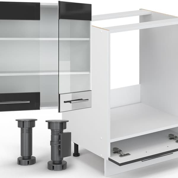 Fame-Line kök, 300 cm, PT Marble, Blank antracit/vit, Vicco