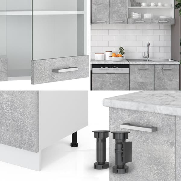 R-Line kök, 300 cm, PT Ek, Betong/vit, Vicco