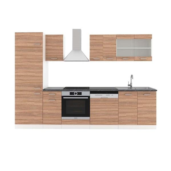 R-Line kök, 300 cm, PT Antracit, Sonoma/vit, Vicco
