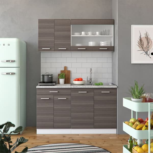 R-Line kök, 140 cm, PT antracit, ädelgrå/vit, Vicco