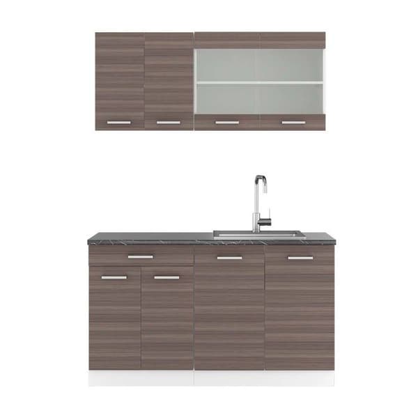 R-Line kök, 140 cm, PT antracit, ädelgrå/vit, Vicco