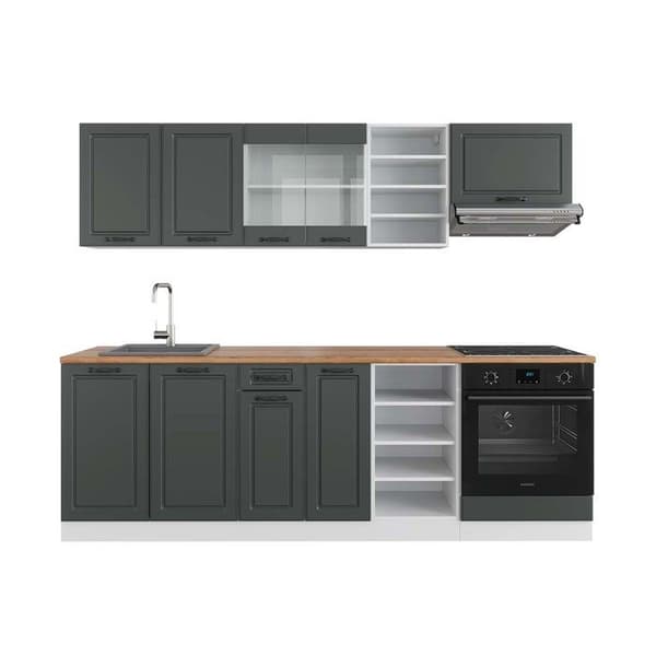 R-Line kök, 240 cm, PT Ek, Lanthus antracit/vit, Vicco